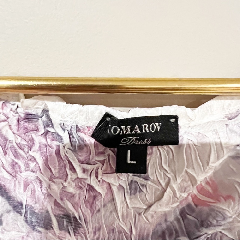 Komarov Dress Crinkle Midi Pleated Watercolor Cool Tone Dress - Picture 7 of 9